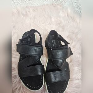 Ecco Black Platform Sandals with Adjustable Straps